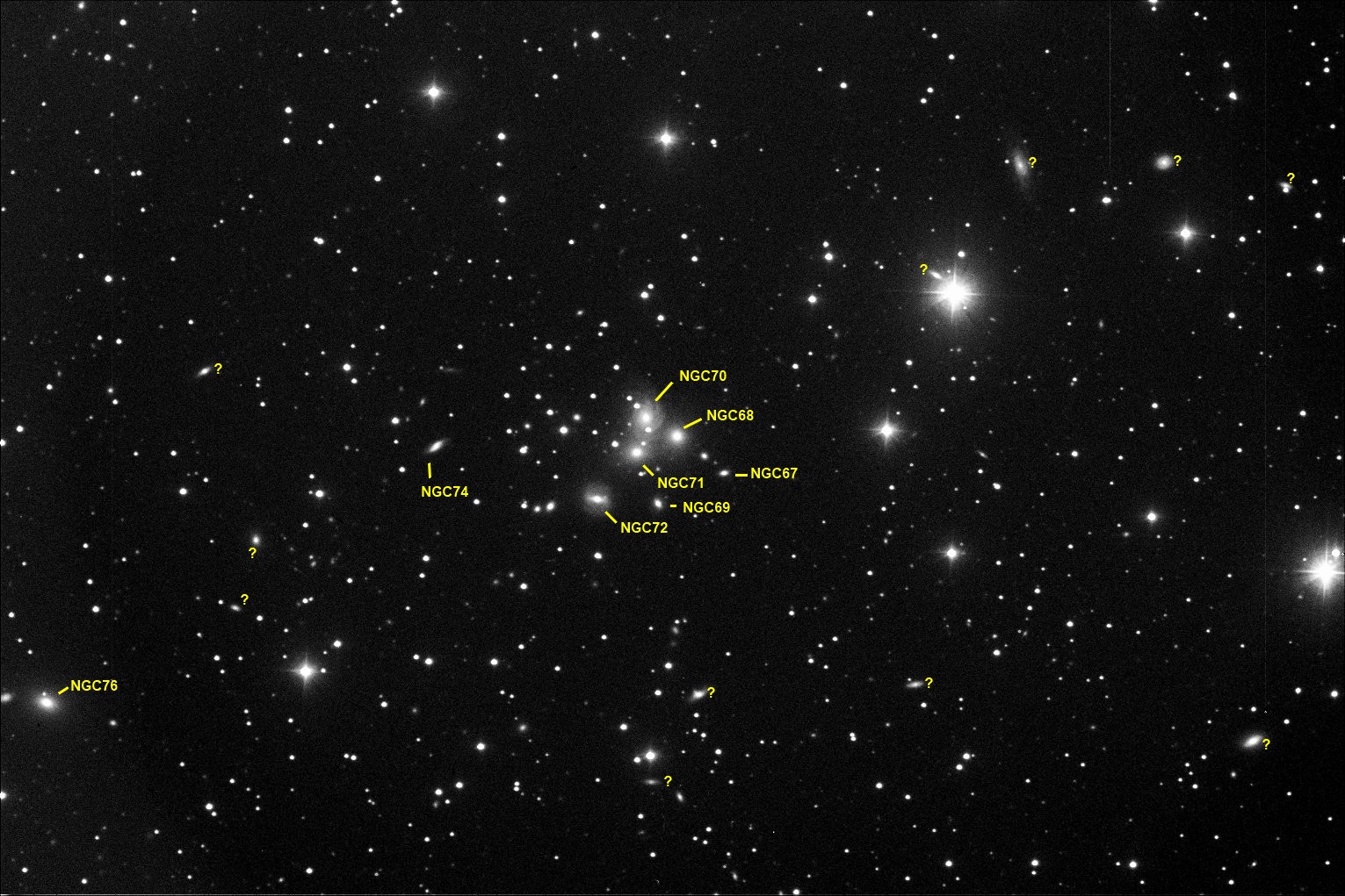 NGC 70 galaxy group finder chart
