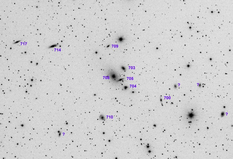 NGC708 group finder chart